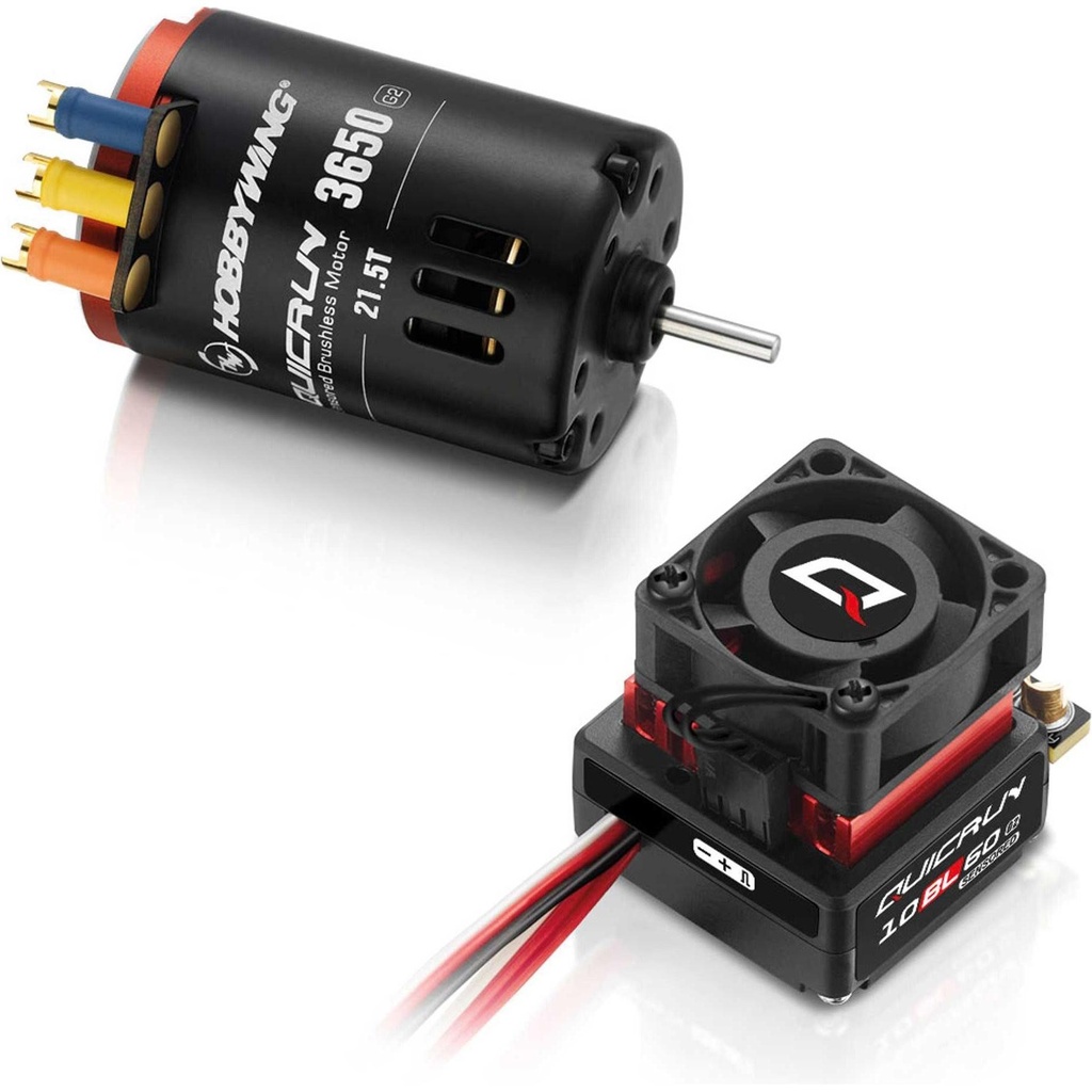 Combo Hobbywing QuicRun 10BL60 Sensored G2 + moteur 3650 21.5T G2 (2S)