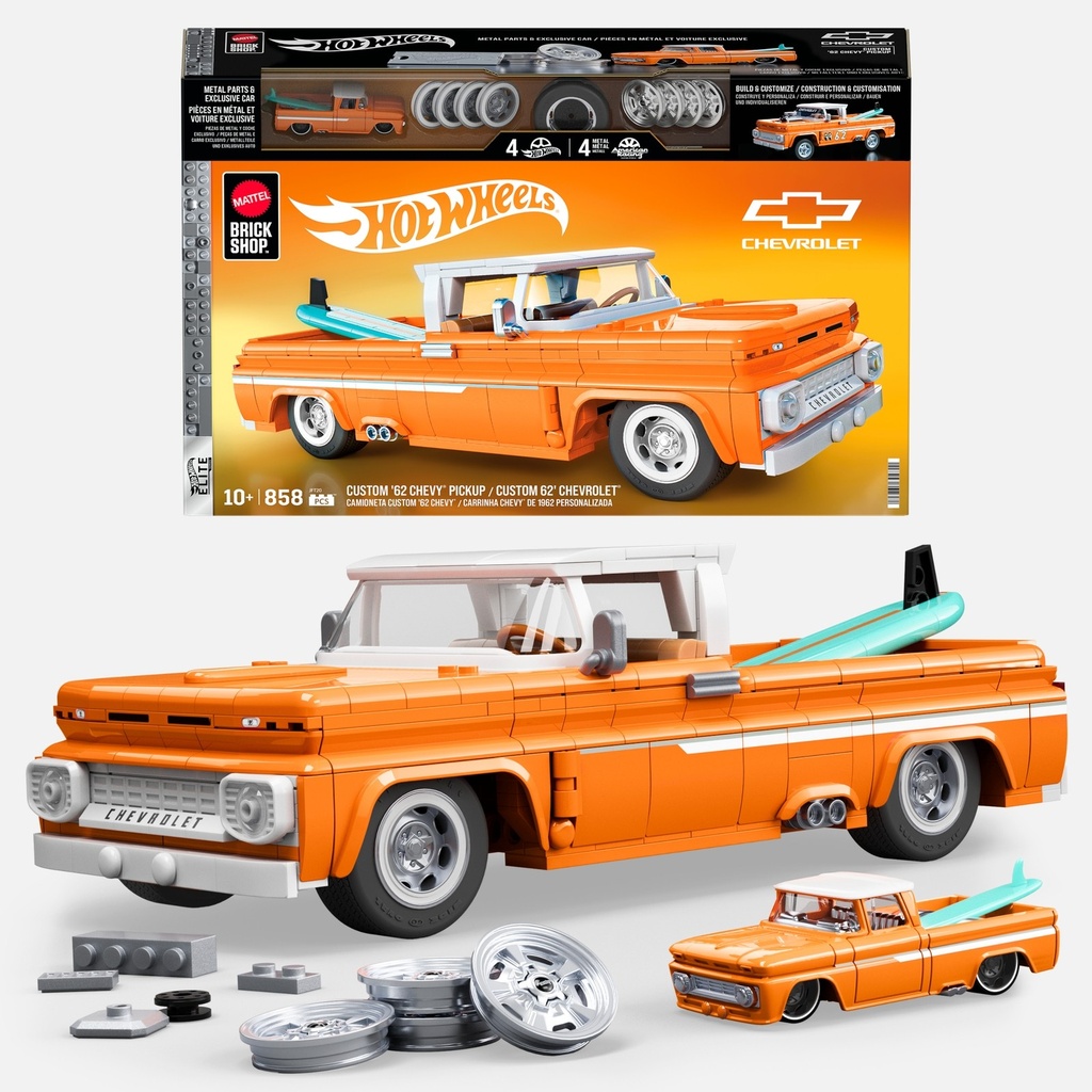 Mattel Brick Shop Hot Wheels Custom '62 Chevy Pickup – maquette à construire 1/16 (858 pièces)