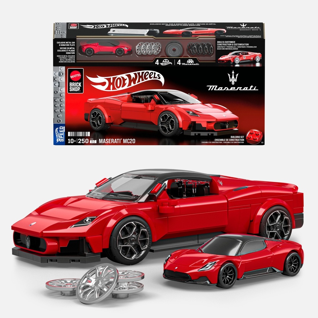 Mattel Brick Shop Hot Wheels Maserati MC20 – maquette à construire 1/32 (250 pièces)