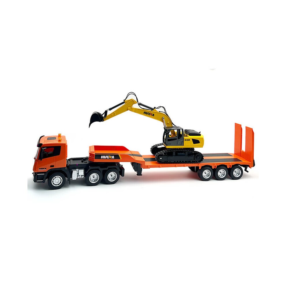[CY1319] HuiNa Camion porte char avec pelleteuse sur chenilles RC 1/24
