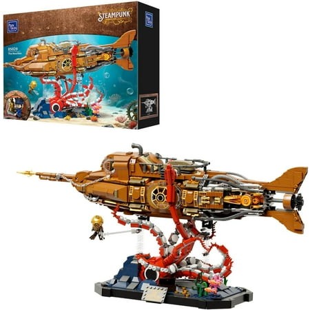 PANTASY Architecture Pantasy Steampunk the Nautilus Building Set Construction Kit Model Collectible Building Bricks Toys
