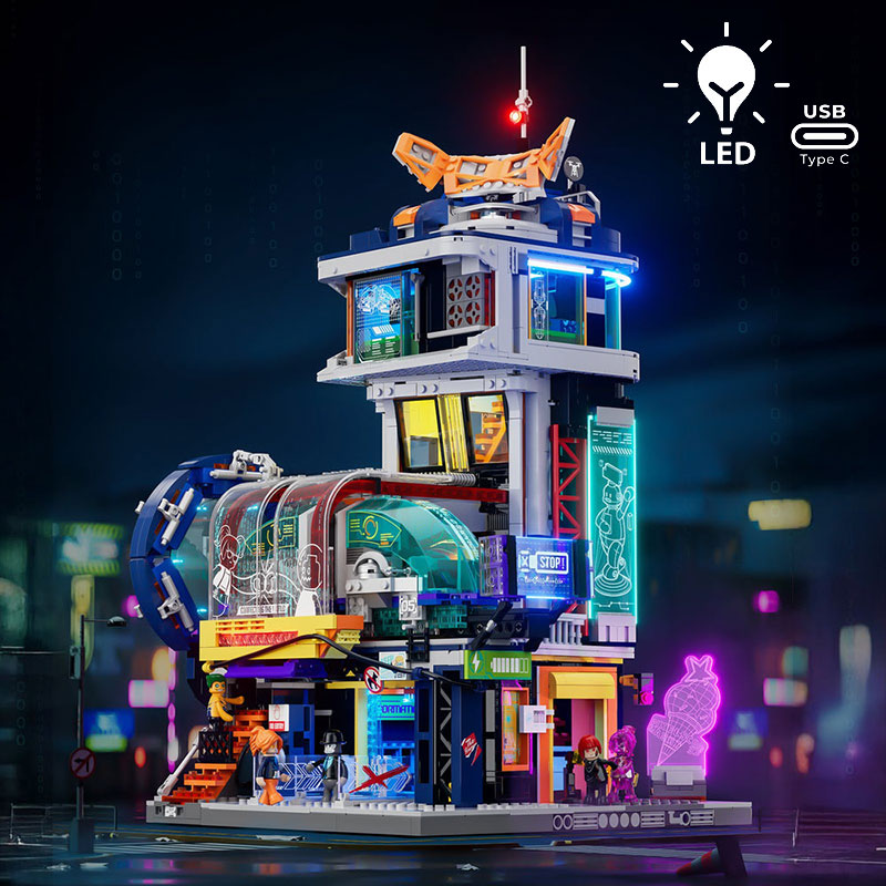 Lumibricks Cyberpunk Neoncity 17006 Floating Train Station
