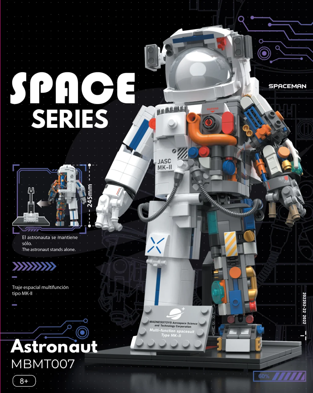 [258277] POP SERIES - Kit de Construction Astronaute 900 pcs